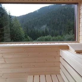 Finnish sauna with a beautiful view
