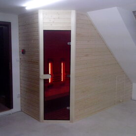 home infrared sauna in the corner