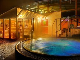 outdoor Finnish sauna with outdoor pool